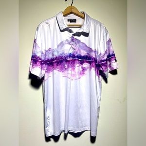 Yatta Golf Polo Shirt Men's Large Purple Mountain Magesty Wicking Performance